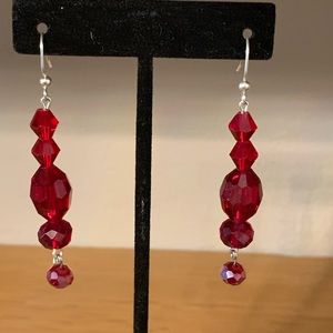Red Glass Bead Earrings